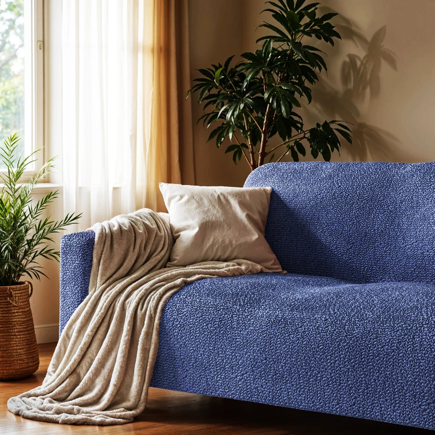 2 Seater Sofa Cover - Blue, Microfibra