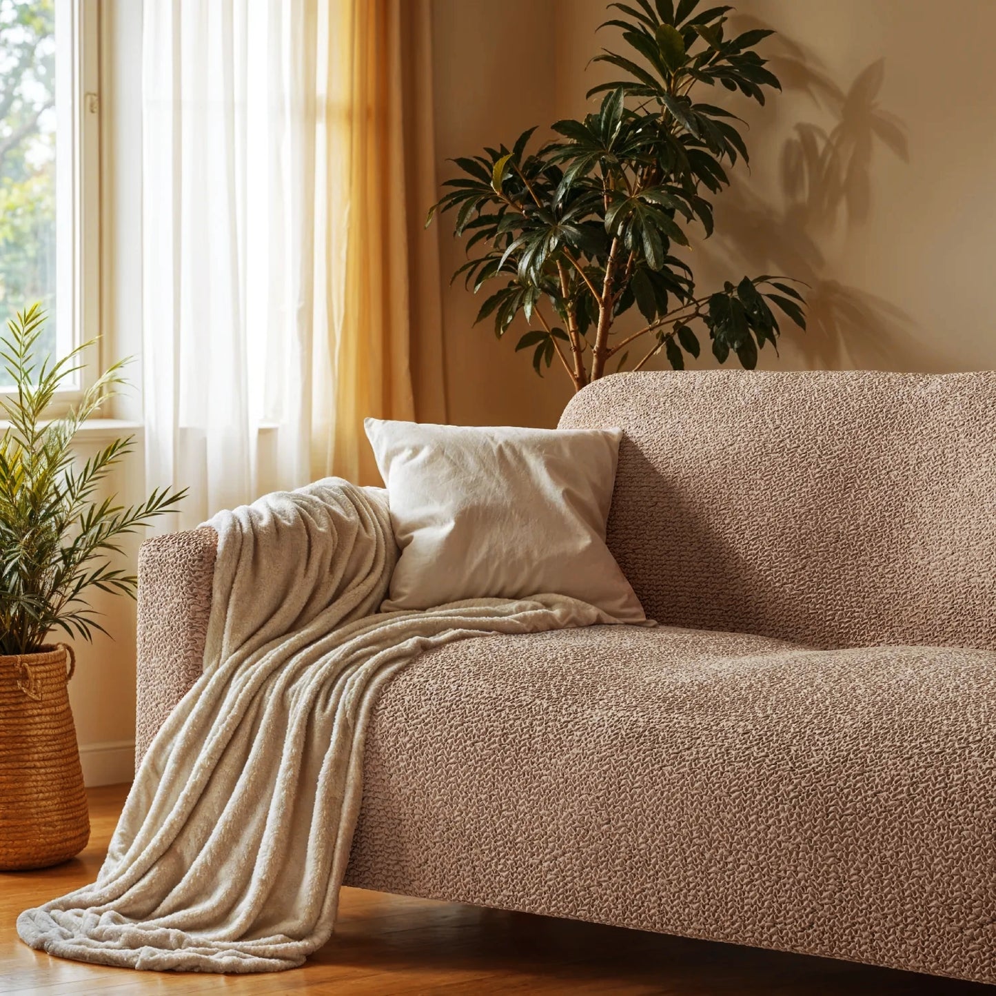 2 Seater Sofa Cover - Latte, Microfibra