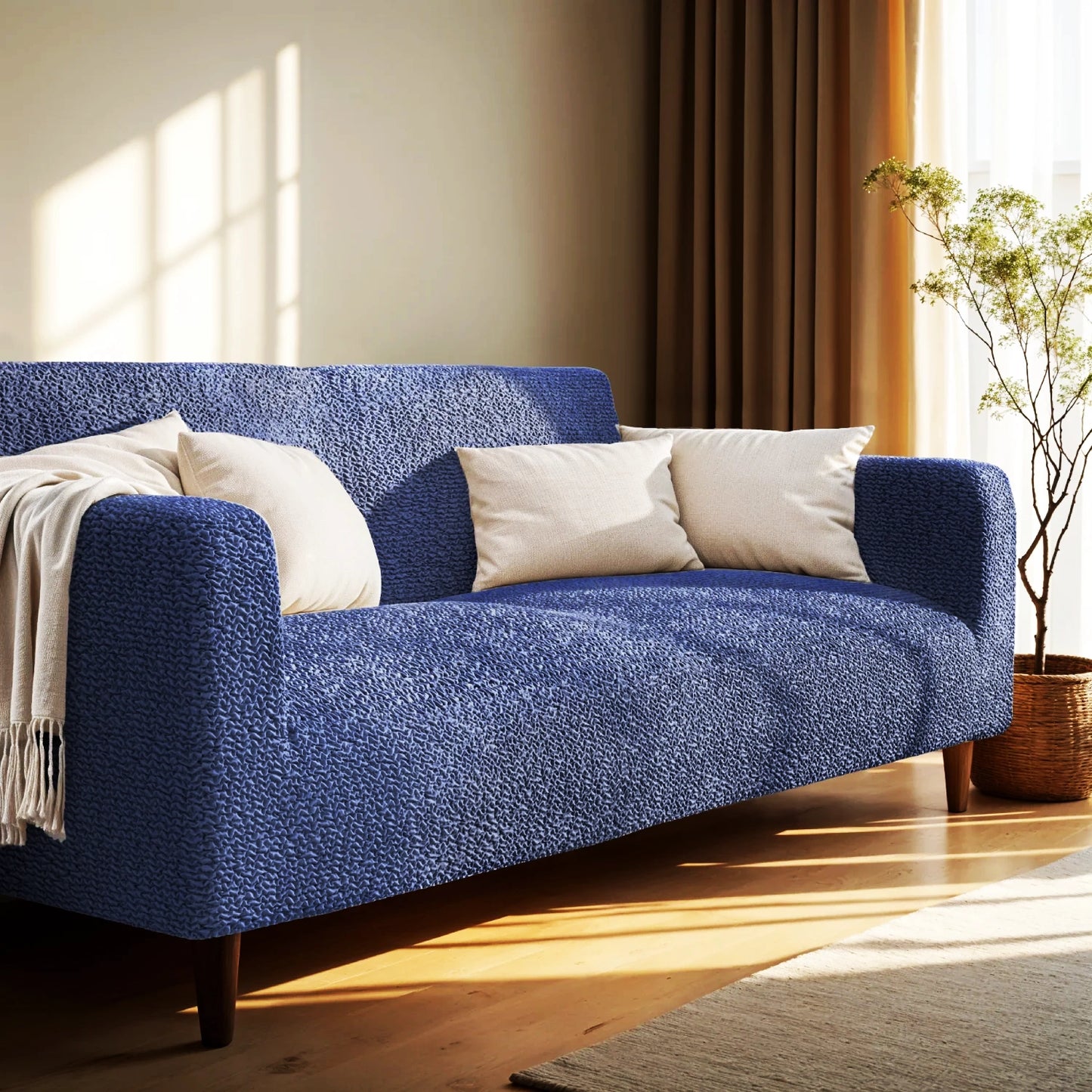 2 Seater Sofa Cover - Blue, Microfibra