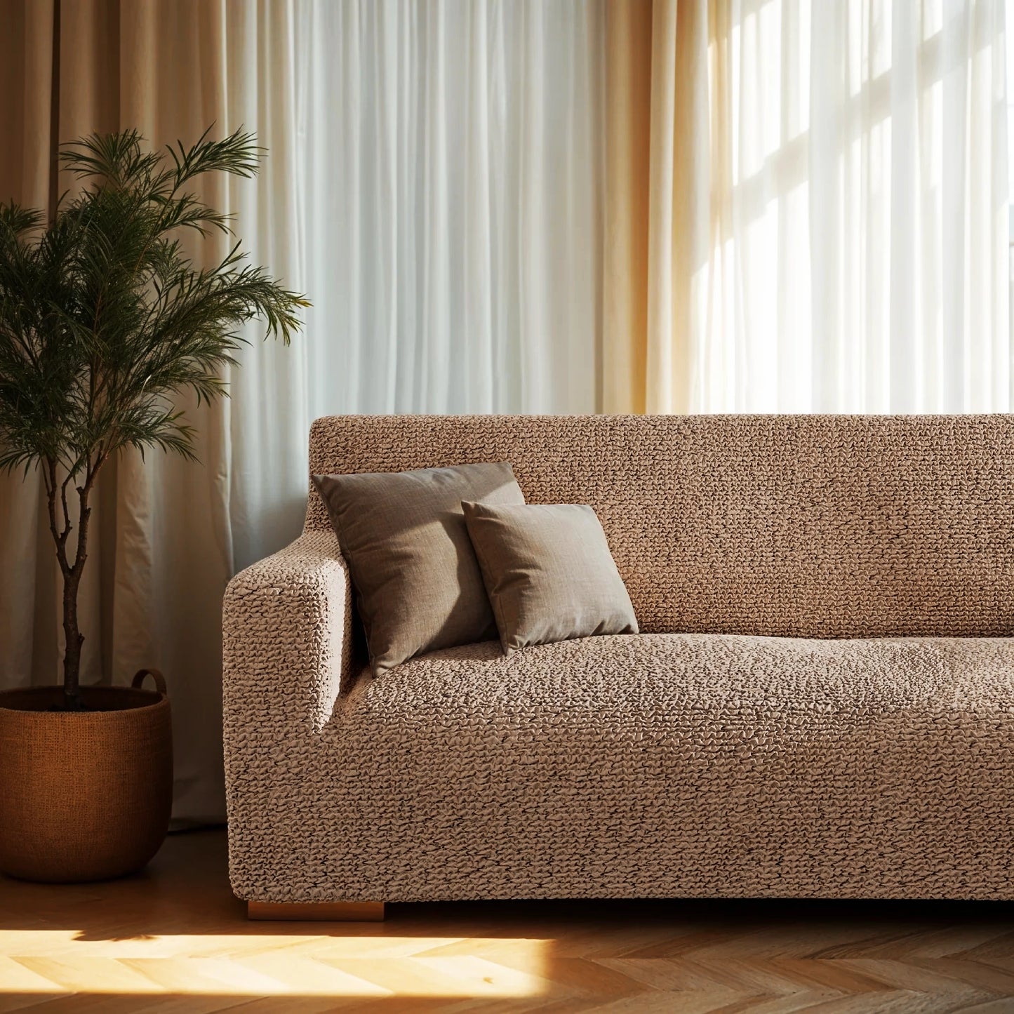 2 Seater Sofa Cover - Latte, Microfibra