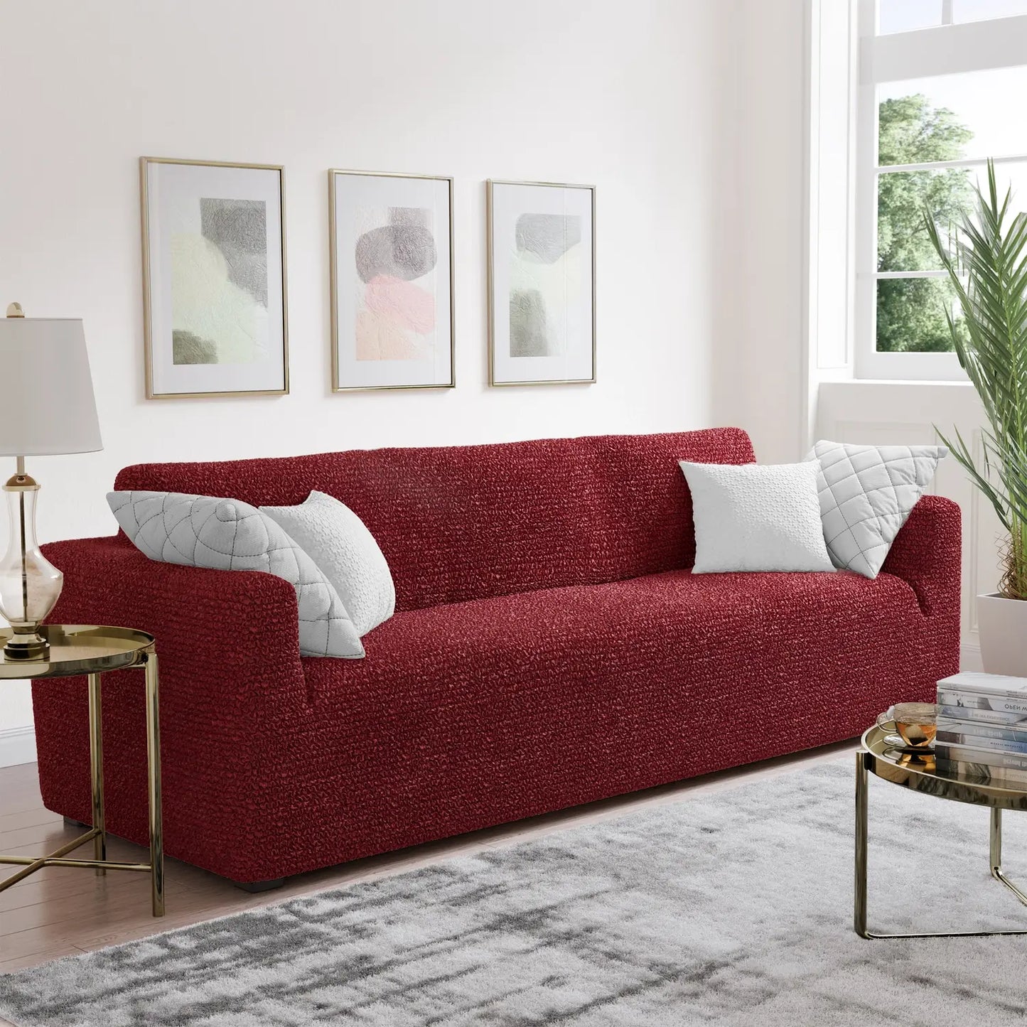 3 Seater Sofa Cover - Bordeaux, Microfibra