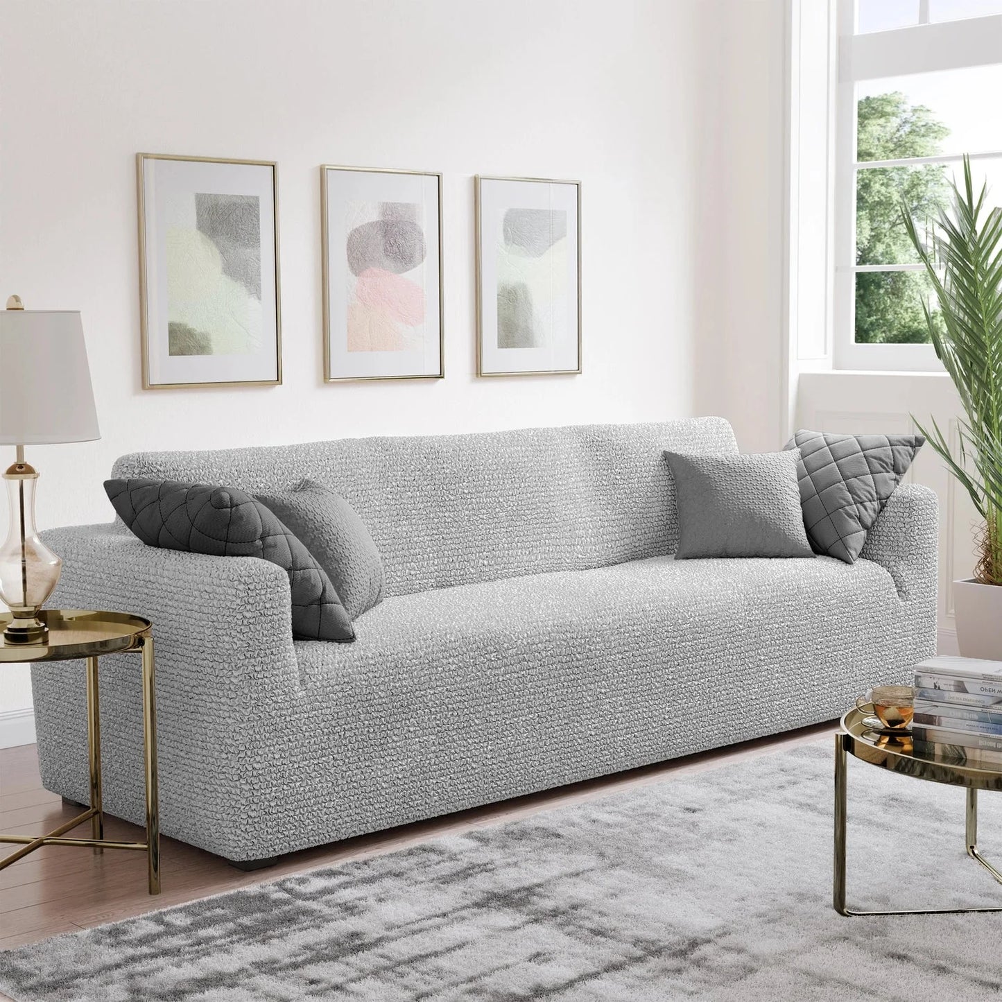 3 Seater Sofa Cover - Pearl, Microfibra