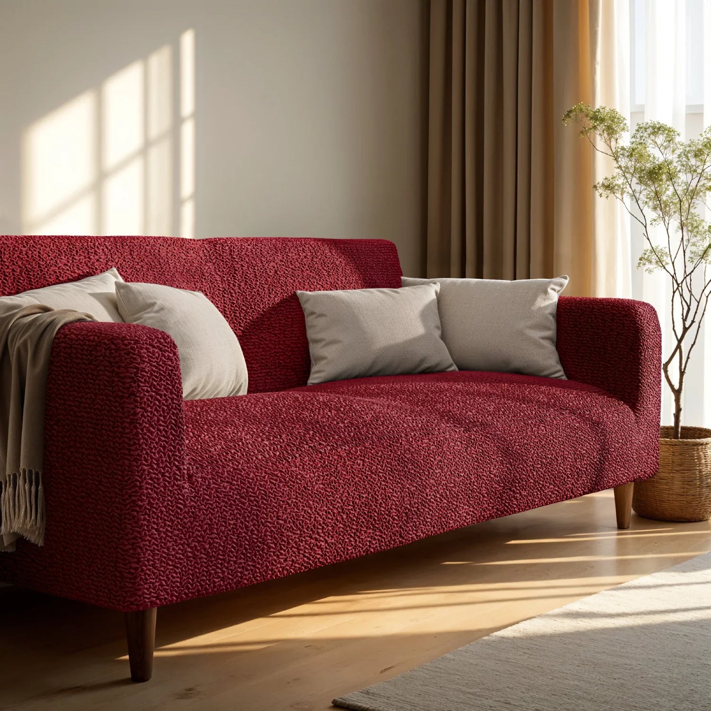 2 Seater Sofa Cover - Bordeaux, Microfibra