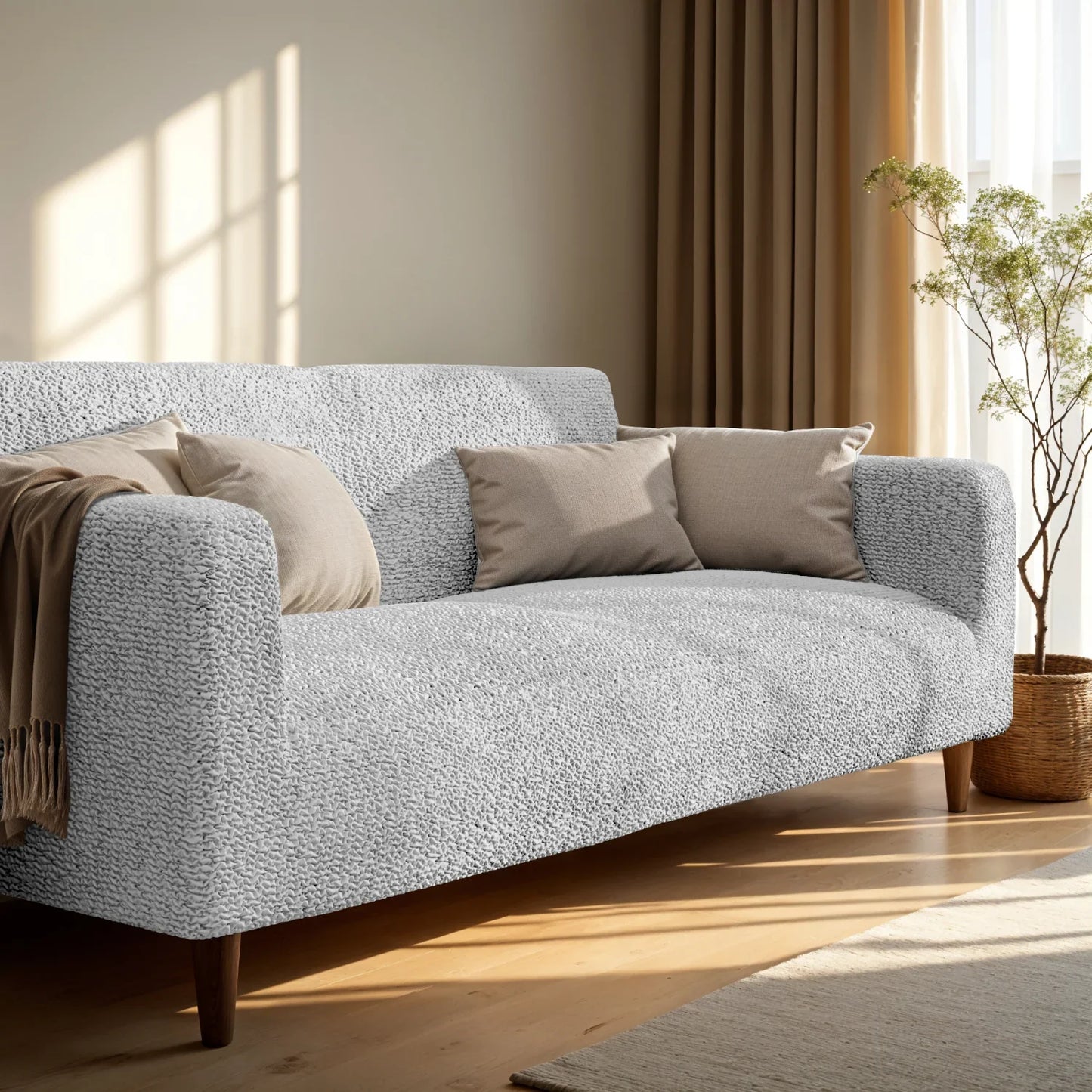 2 Seater Sofa Cover - Pearl, Microfibra