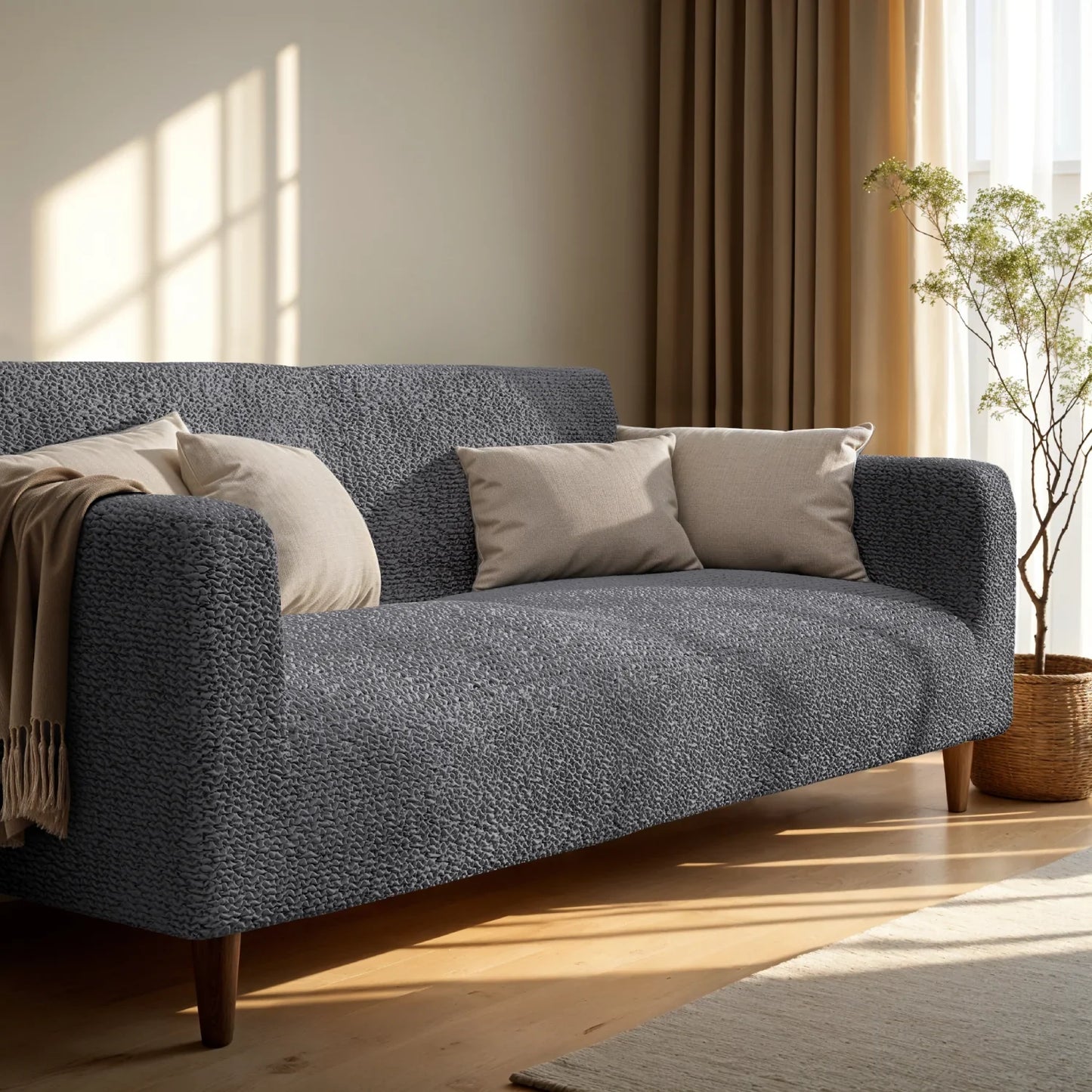2 Seater Sofa Cover - Charcoal, Microfibra