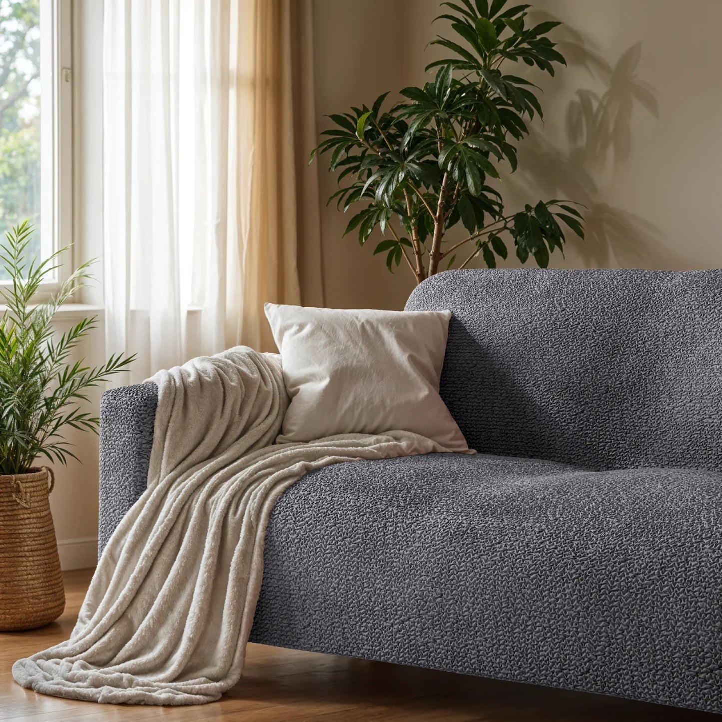2 Seater Sofa Cover - Charcoal, Microfibra