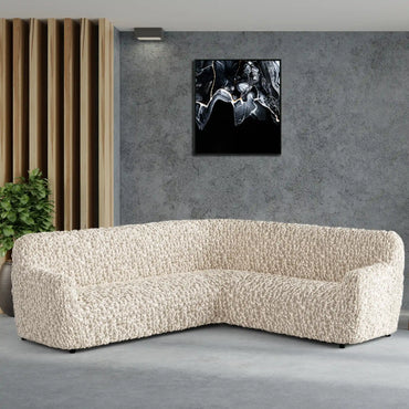 Corner Sofa Cover - Beige, Fuco Velvet