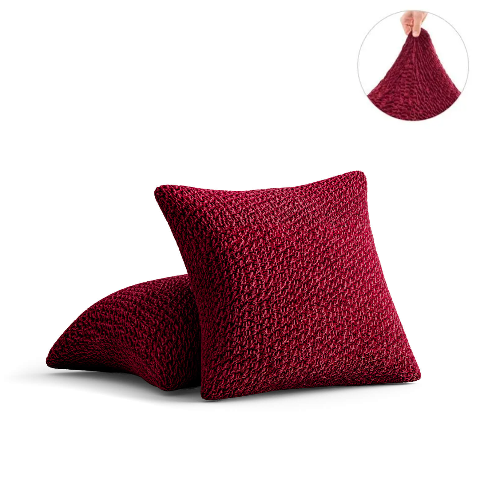 Set Of 2 Velvet Cushion Covers Bordeaux Velvet Menotti Sofa