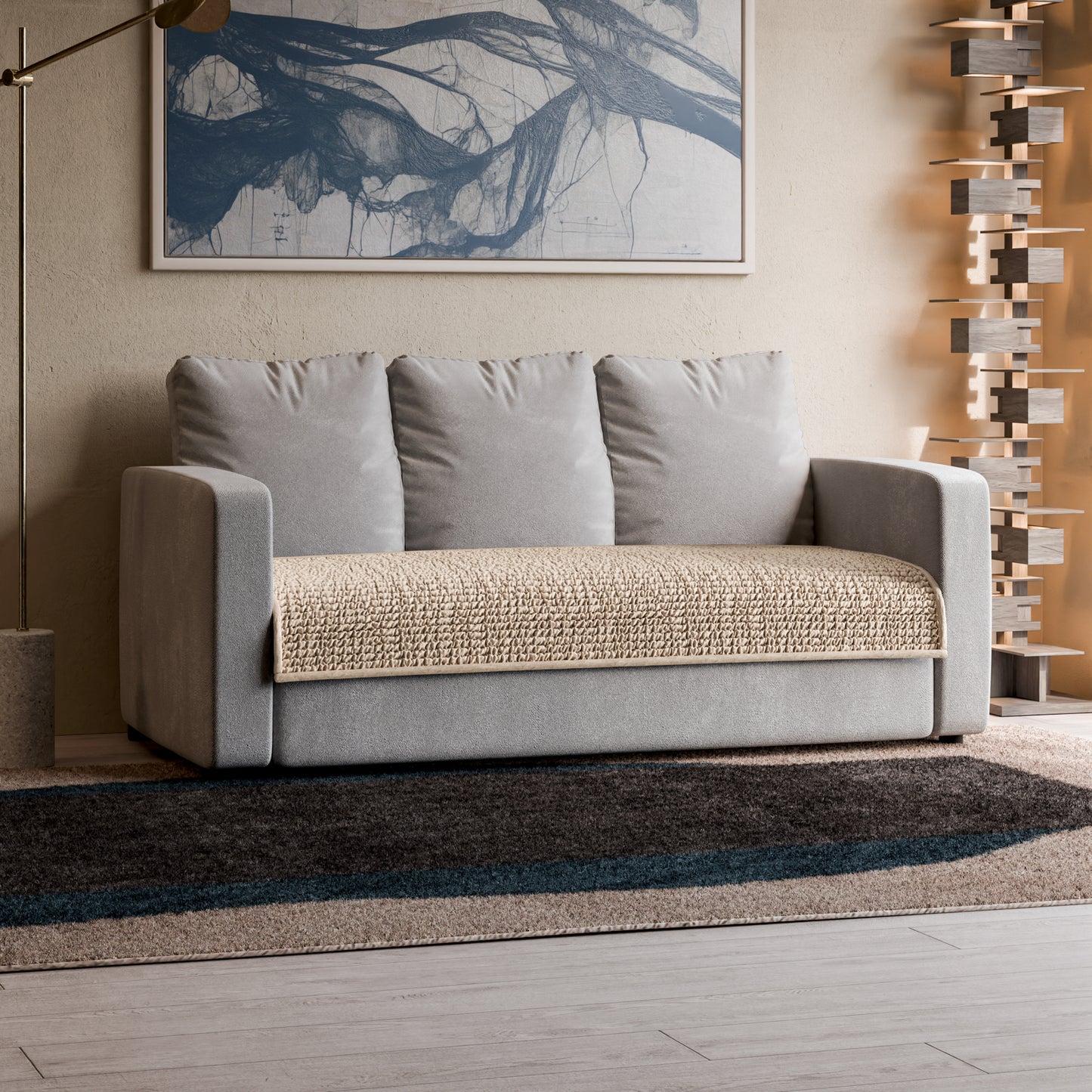 3 Seater Sofa Seat Cover - Tapioca, Microfibra