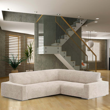 Corner Sofa Cover - Beige, Velvet Collection