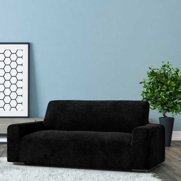 3 Seater Sofa Cover - Black, Velvet Collection