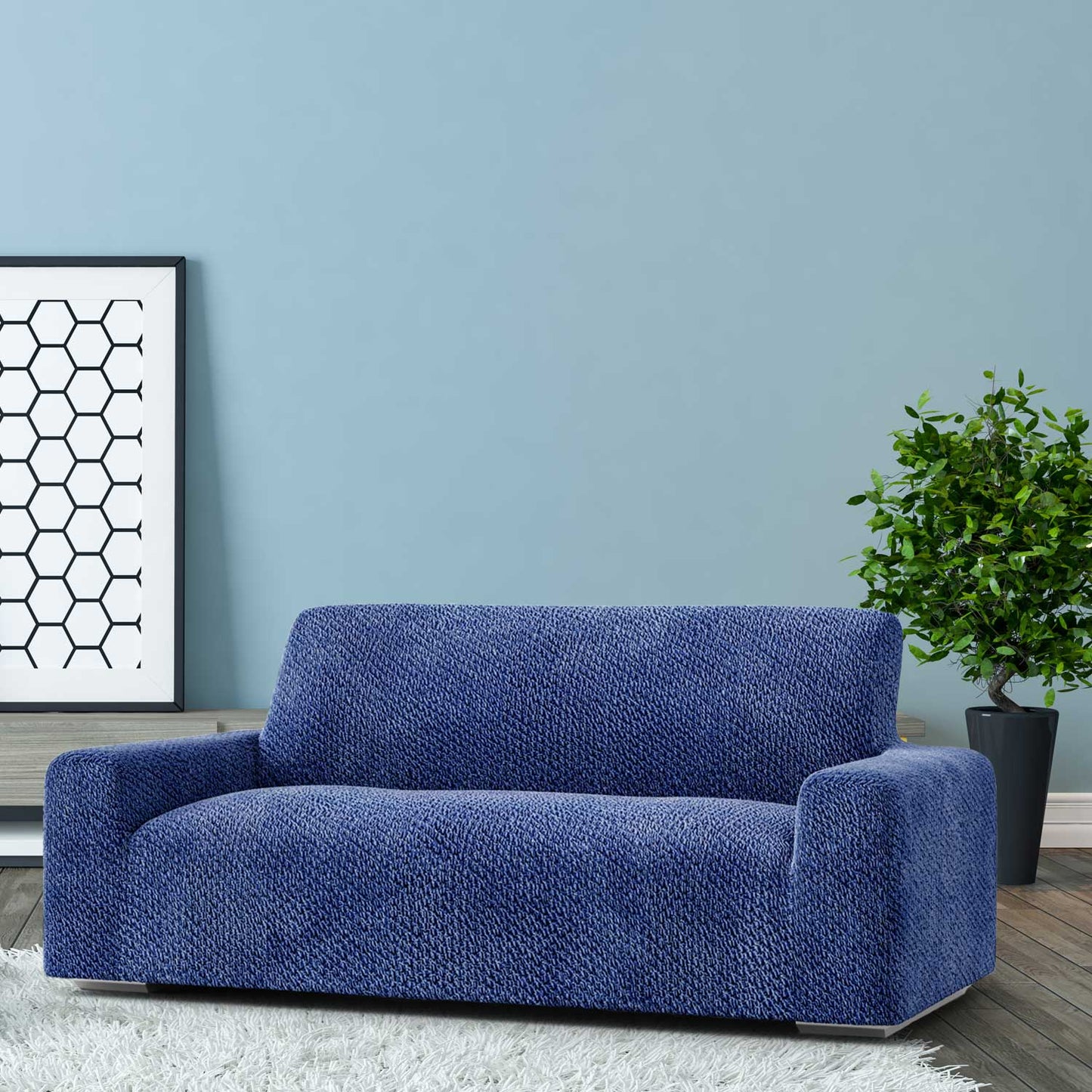 3 Seater Sofa Cover - Blue, Velvet Collection