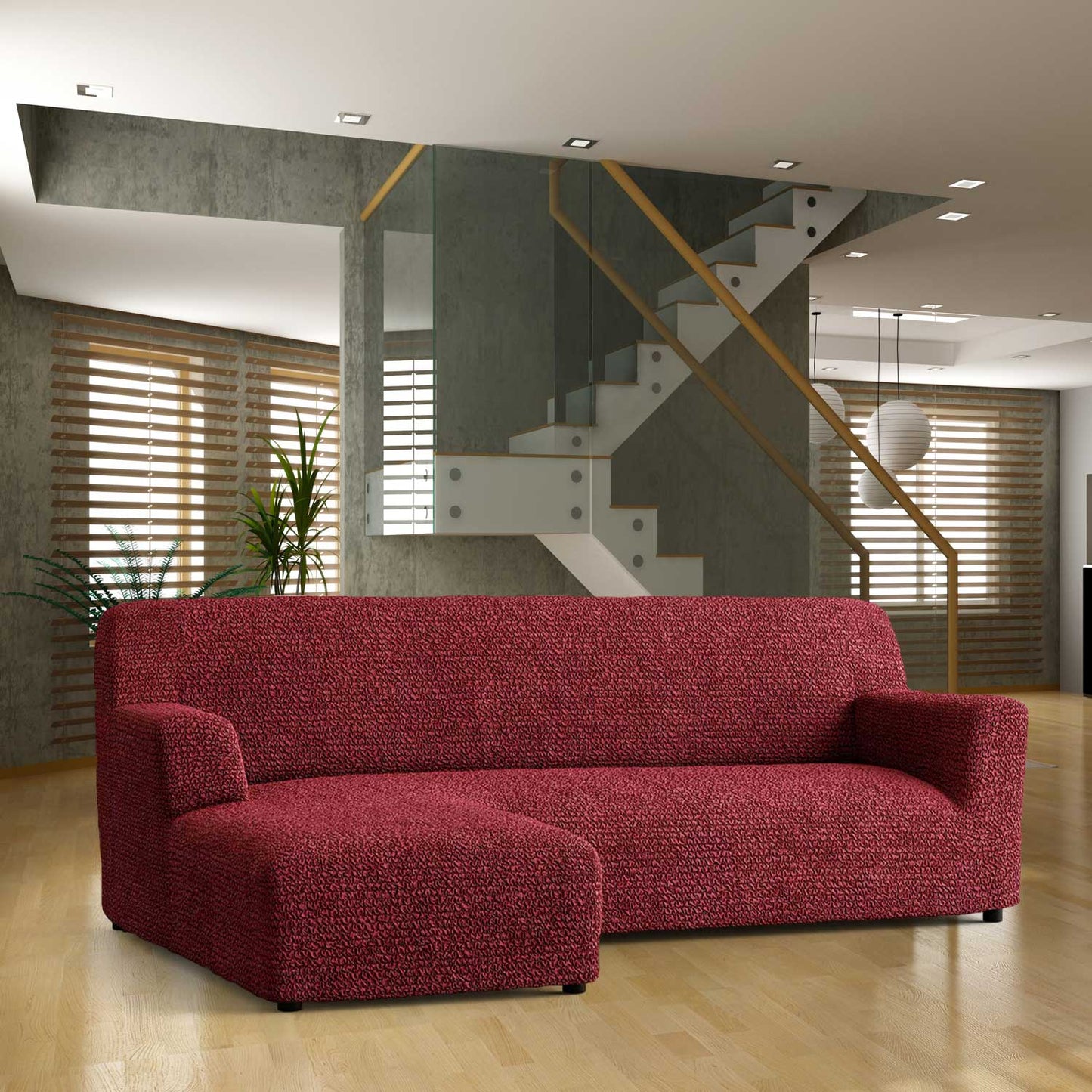 L-Shaped Sofa Cover (Left Chaise) - Bordeaux, Microfibra Collection