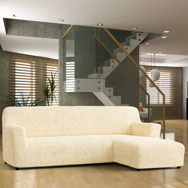 L-Shaped Sofa Cover (Right Chaise) - Beige, Microfibra Collection