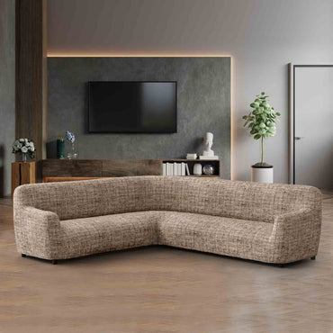 Corner Sofa Cover - Vittoria Latte, Microfibra Printed