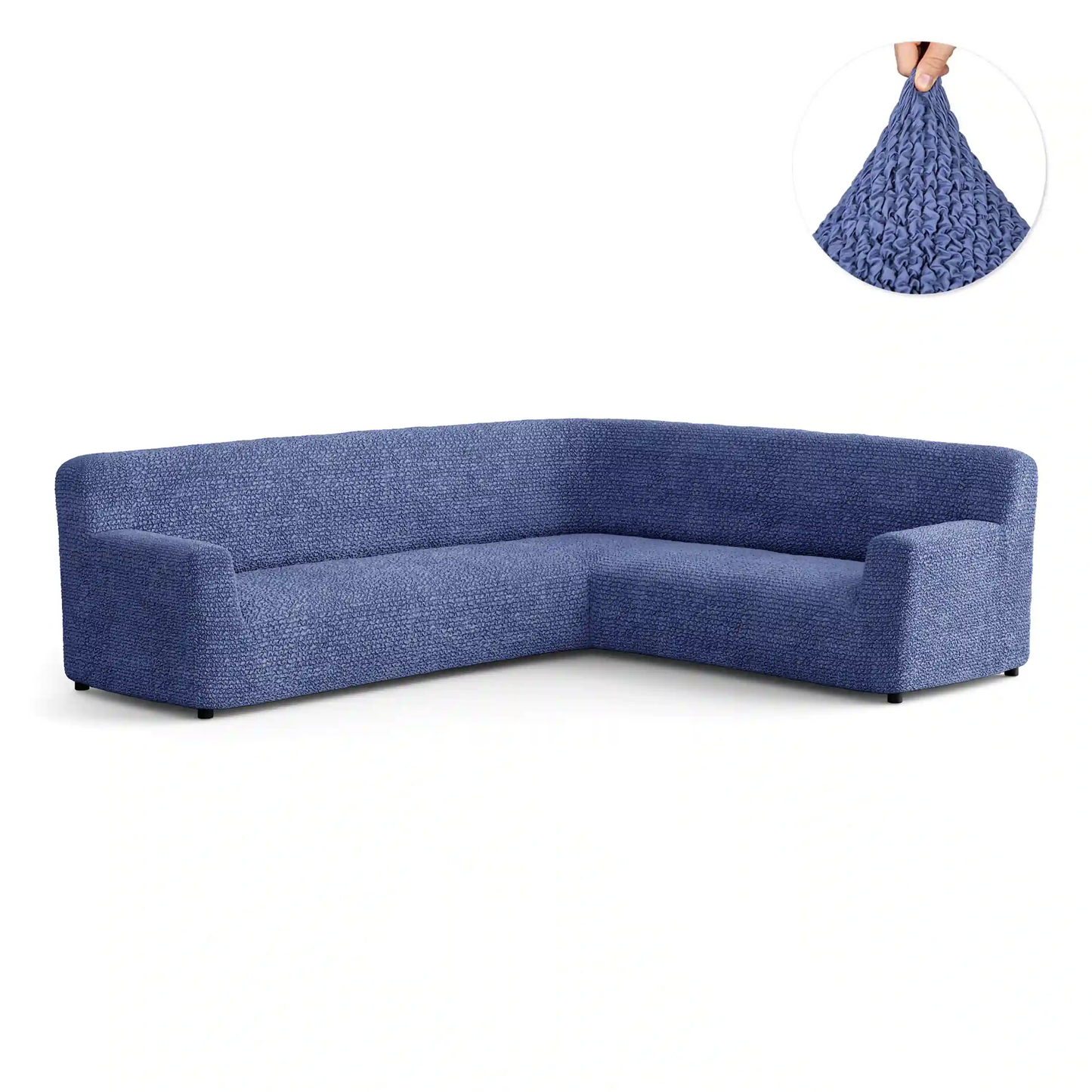 Housse de canapé d'angle - Bleu, Microfibre
