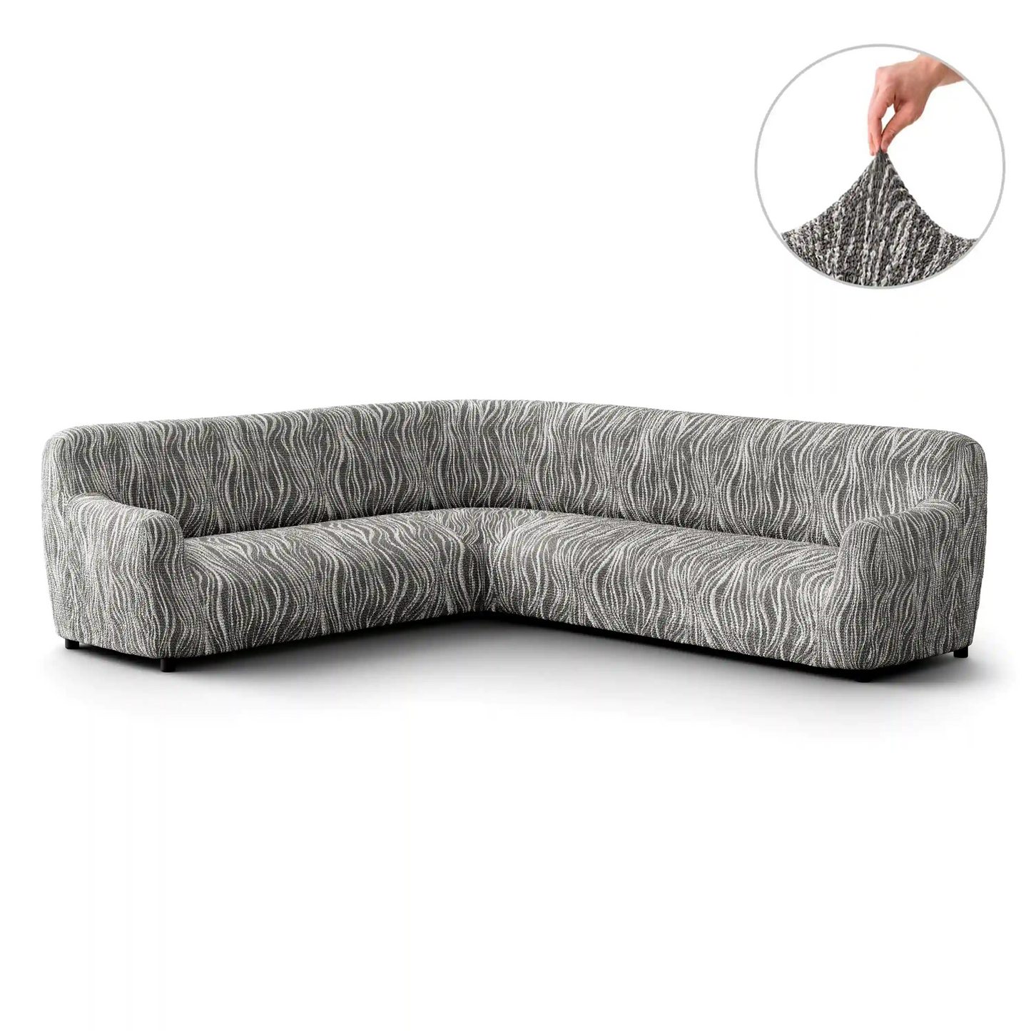 Housse de canapé d'angle - Gris Universo, imprimé en microfibre