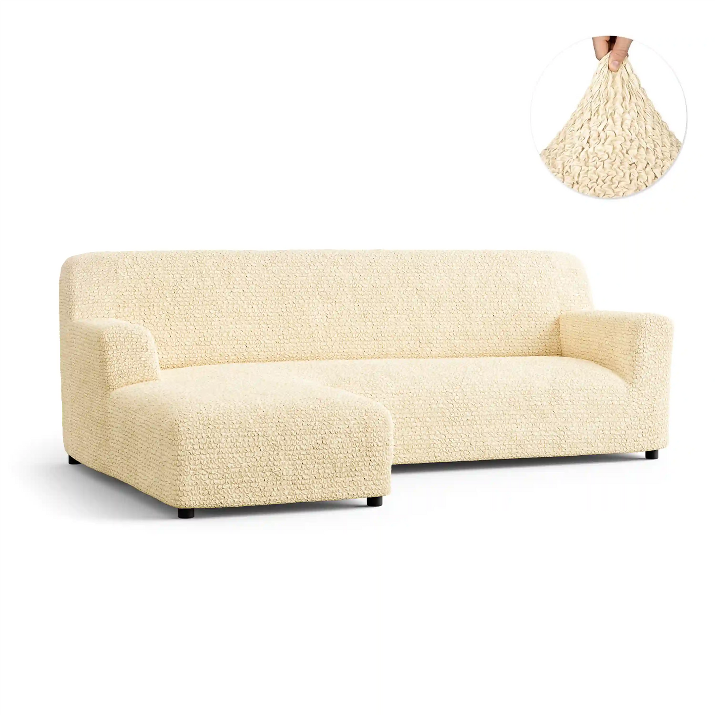 Housse de canapé en L (méridienne gauche) - Beige, collection Microfibra