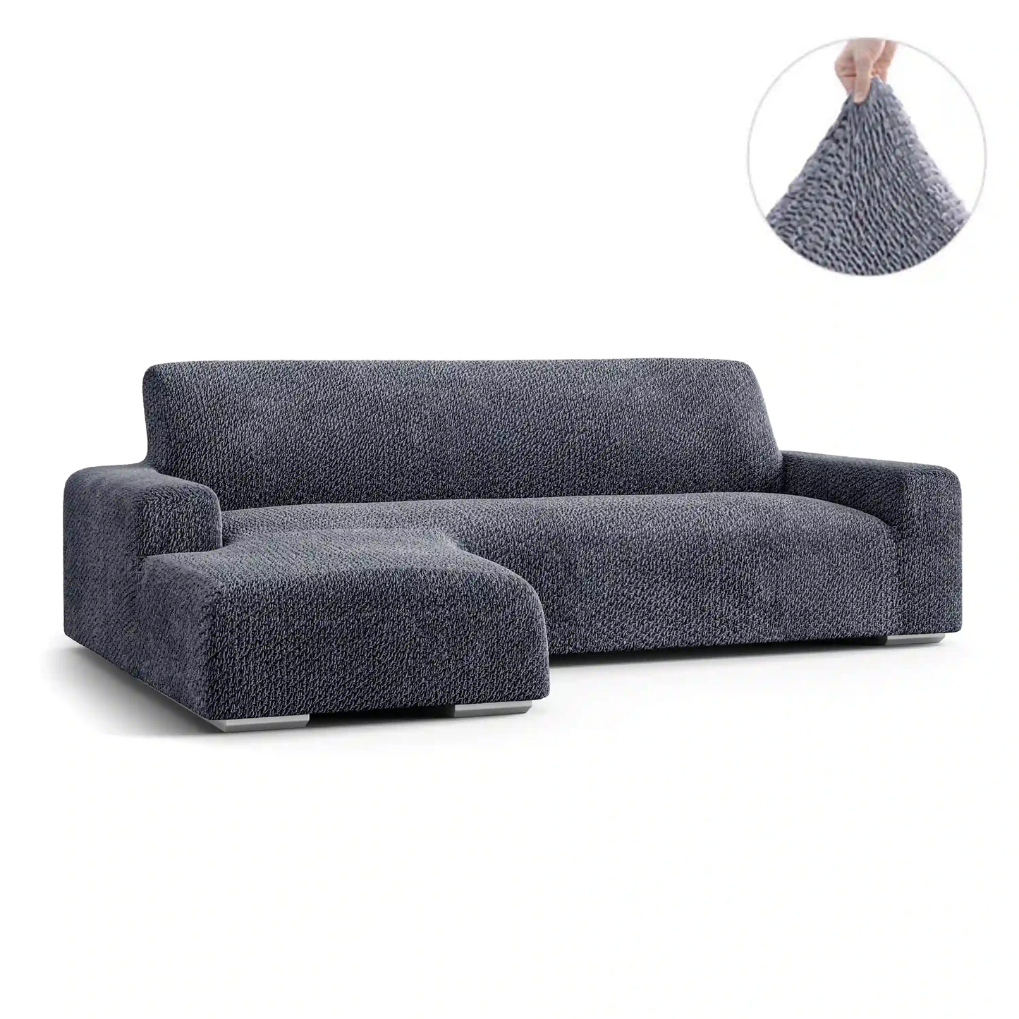 Housse de canapé en forme de L (méridienne gauche) - Gris, Collection Velvet