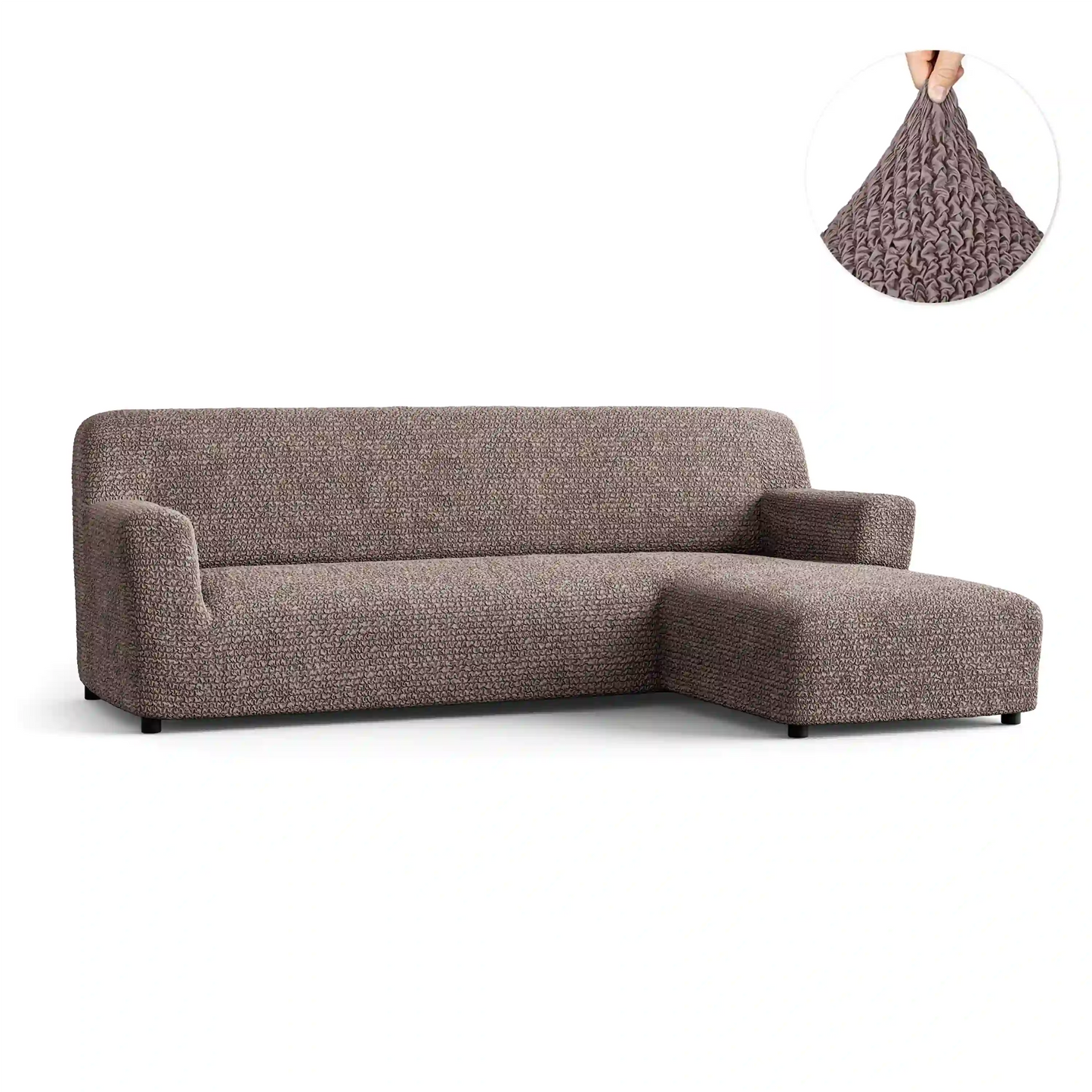 Housse de canapé en L (méridienne droite) - Choco, collection Microfibra