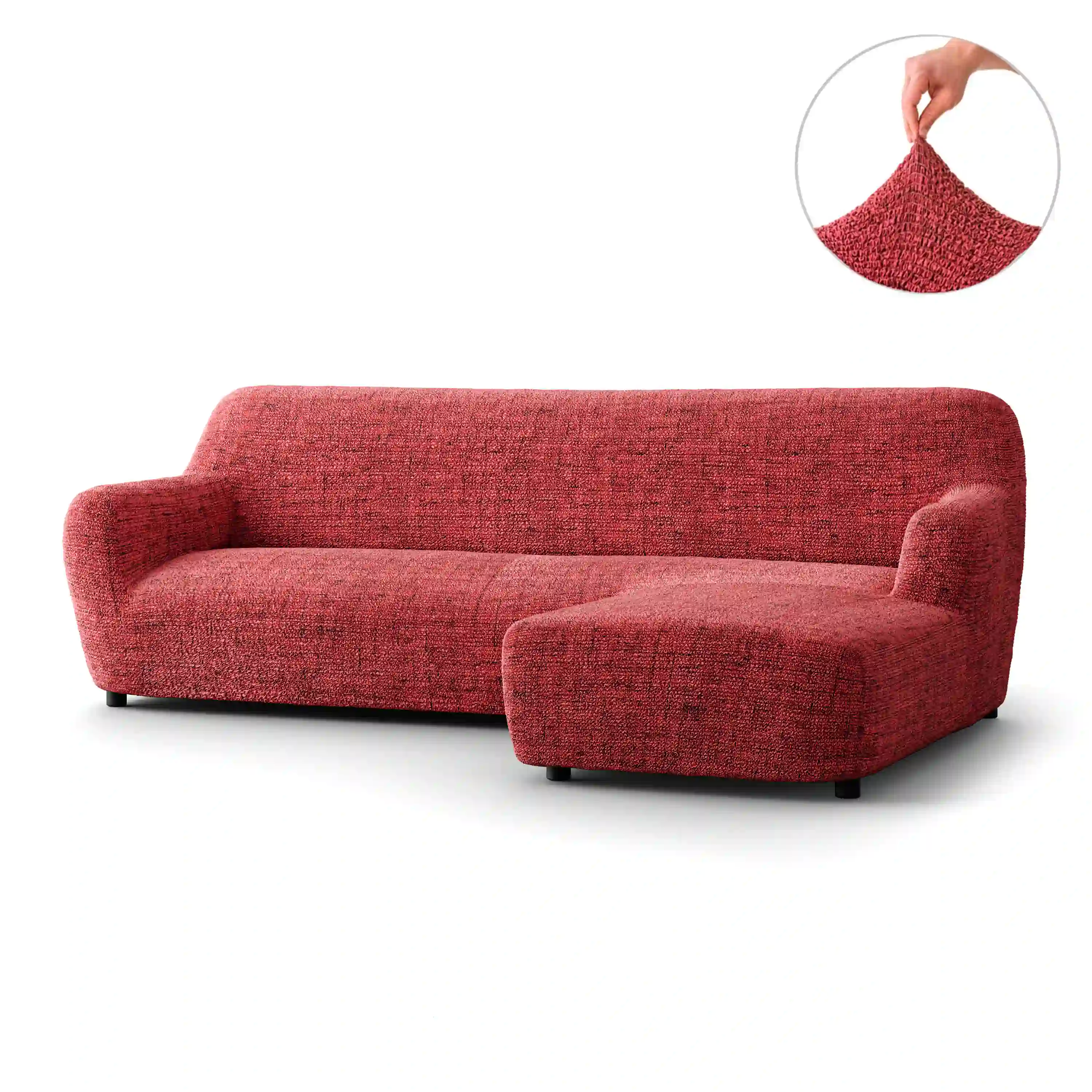 L Shaped Sofa Cover Right Chaise Vittoria Red Microfibra