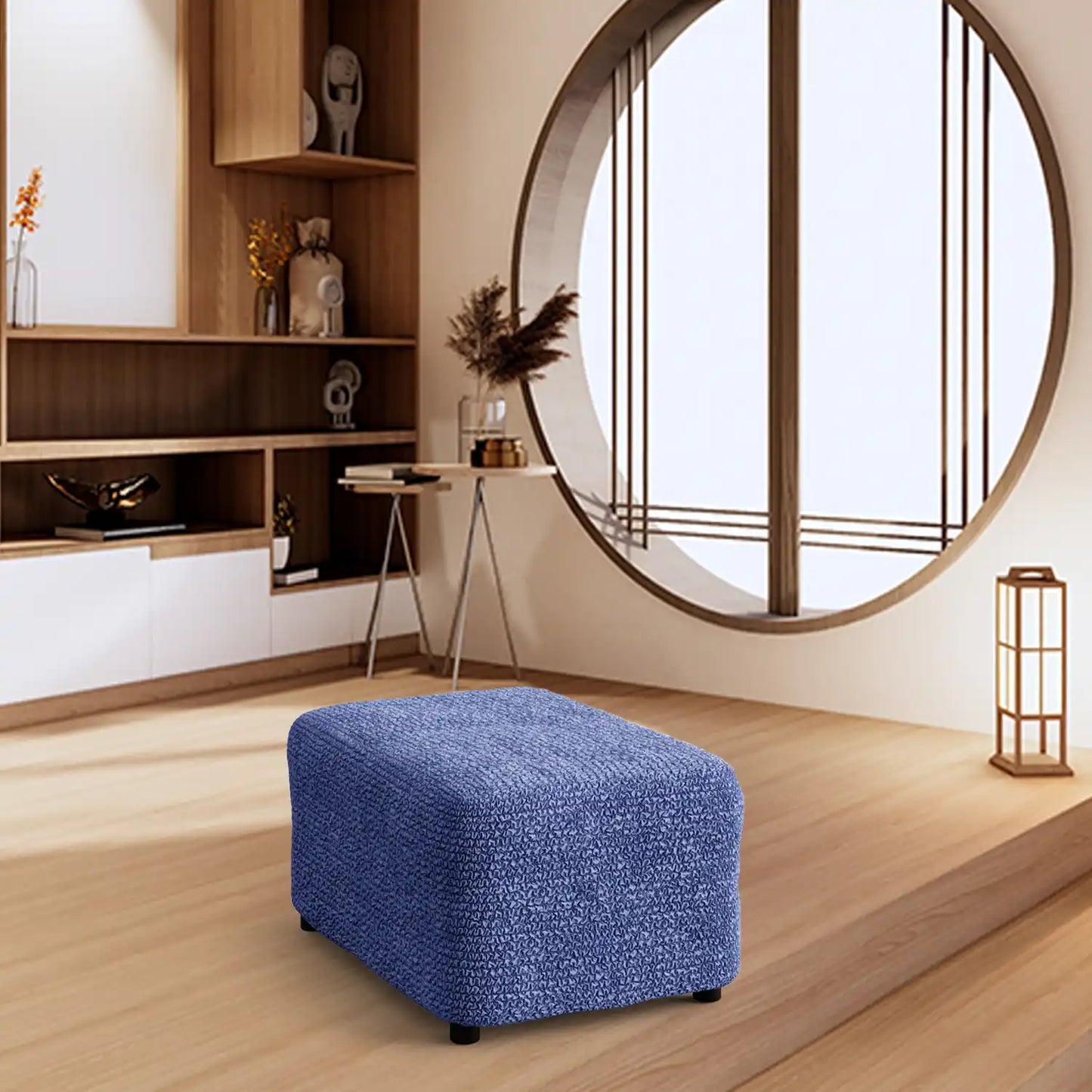 Footstool Cover - Blue, Microfibra