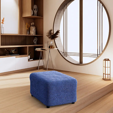 Footstool Cover - Blue, Velvet