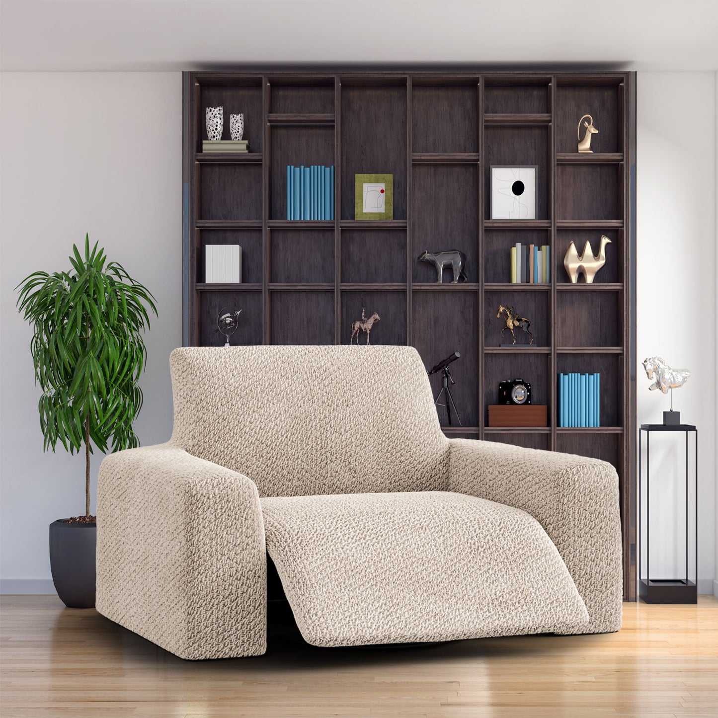 Recliner Chair Cover - Beige, Velvet