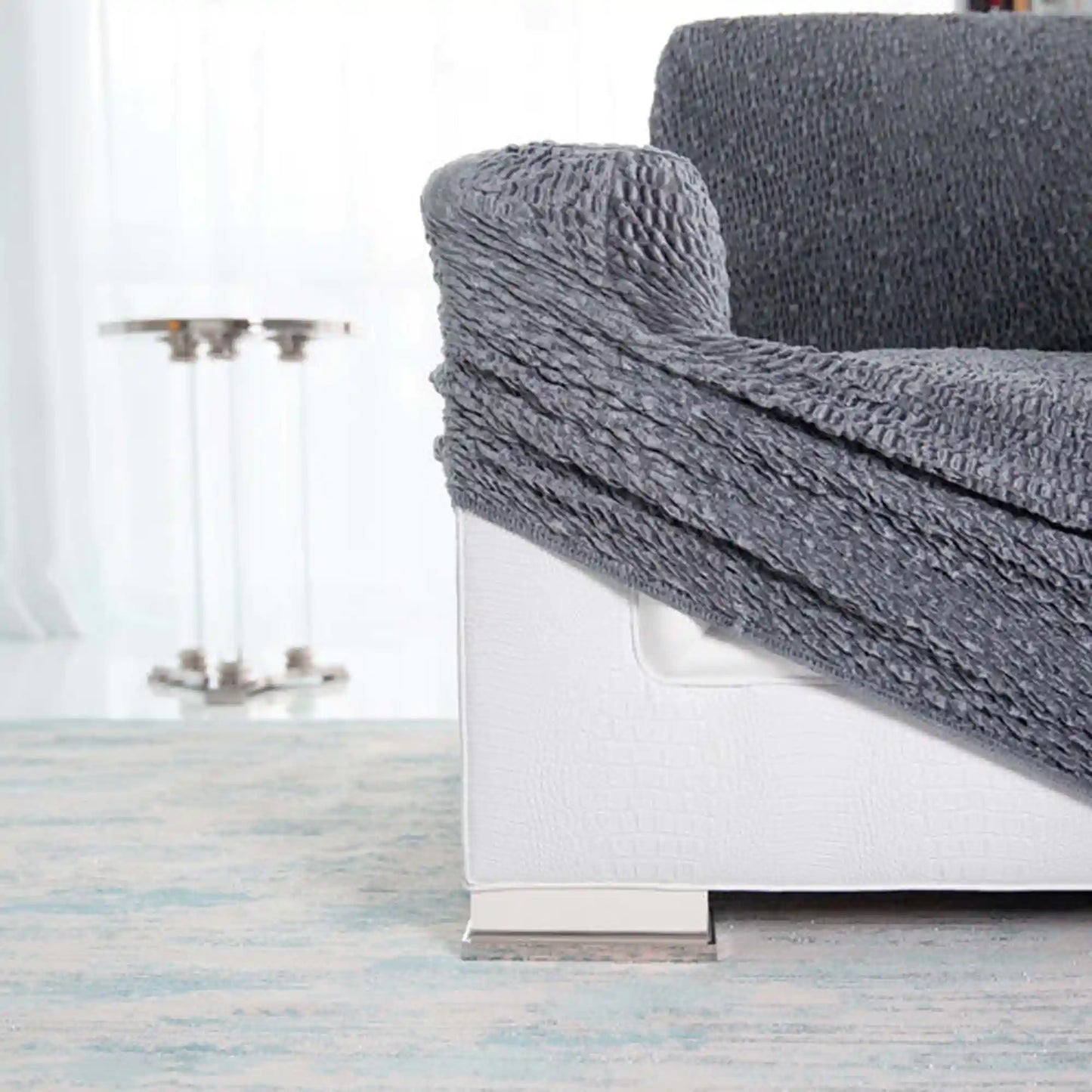 Footstool Cover - Grey, Velvet