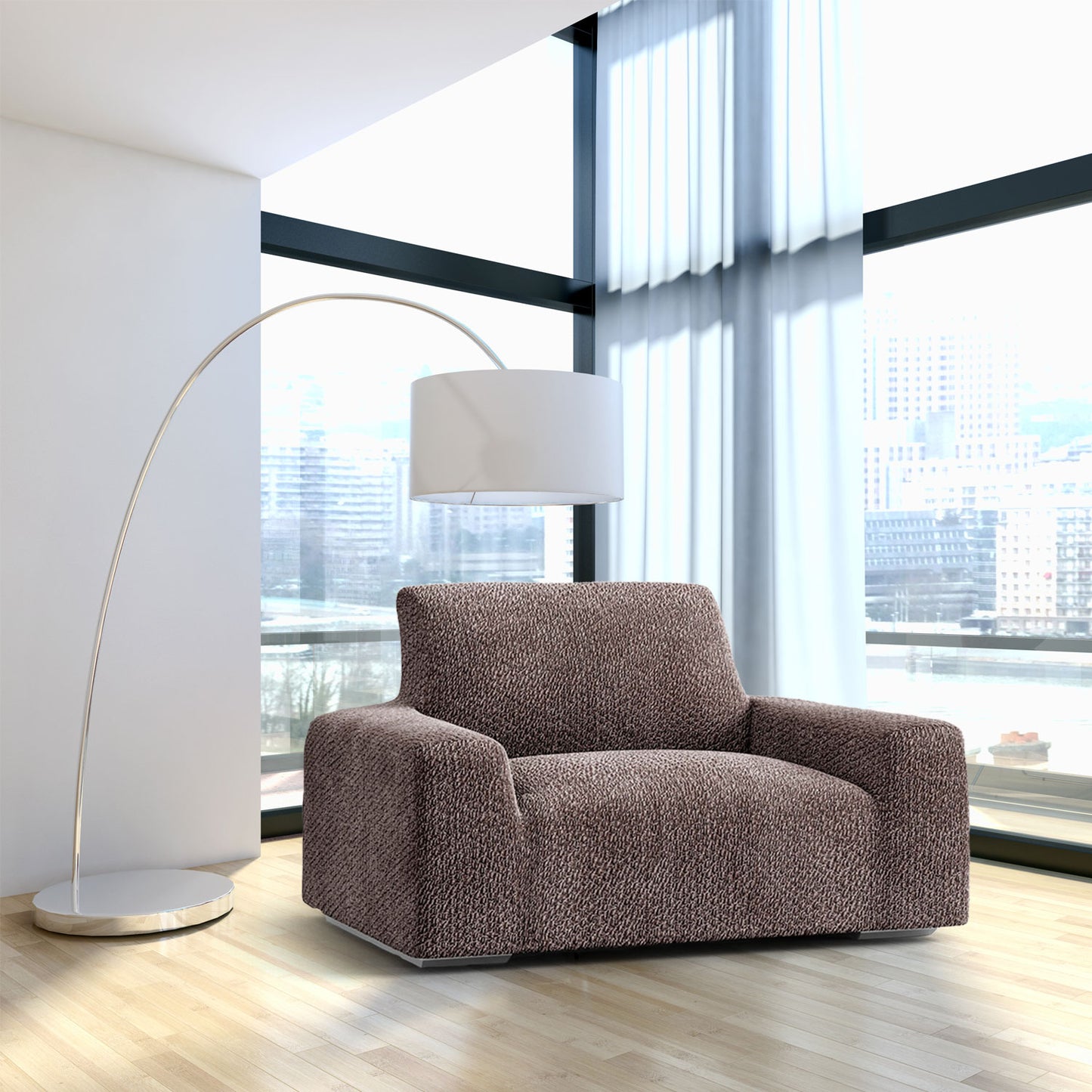 Arm Chair Cover - Brown, Velvet