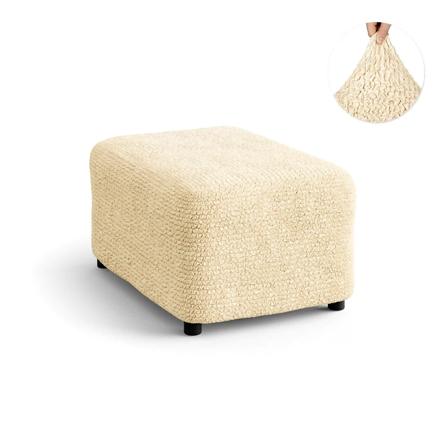 Housse de repose-pieds - Beige, Microfibre