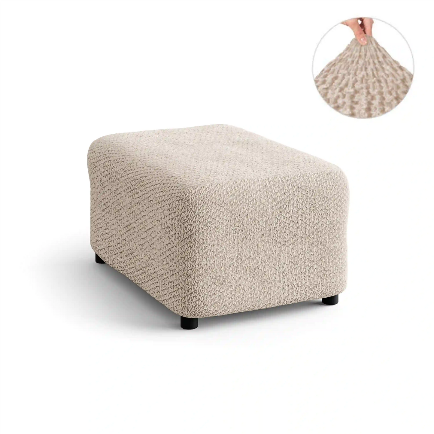 Footstool Cover - Beige, Velvet