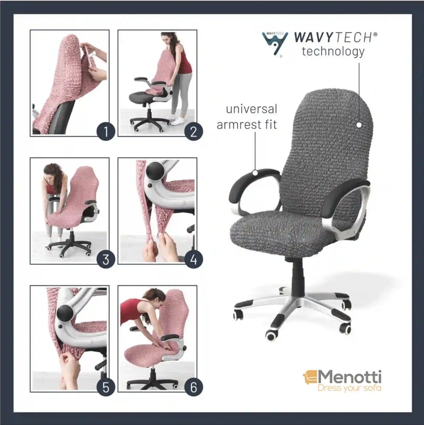 Office/ Gaming Chair Cover - Charcoal, Microfibra Collection