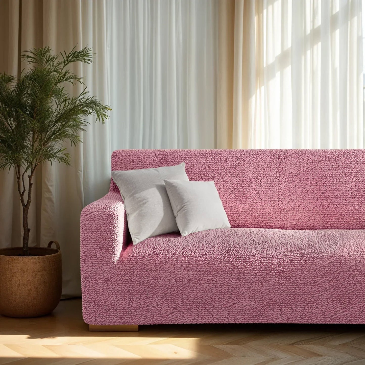 2 Seater Sofa Cover - Pink, Microfibra