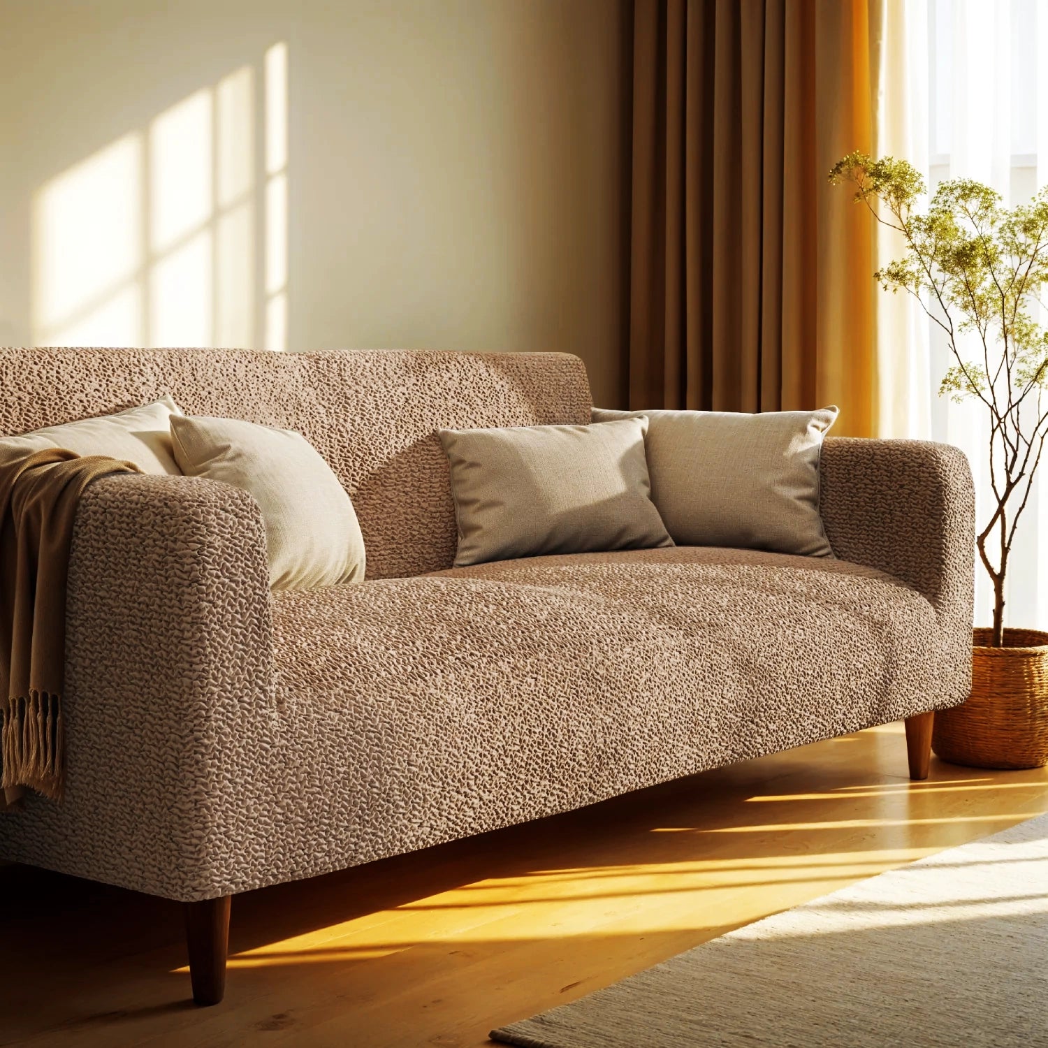 2 Seater Sofa Cover - Latte, Microfibra
