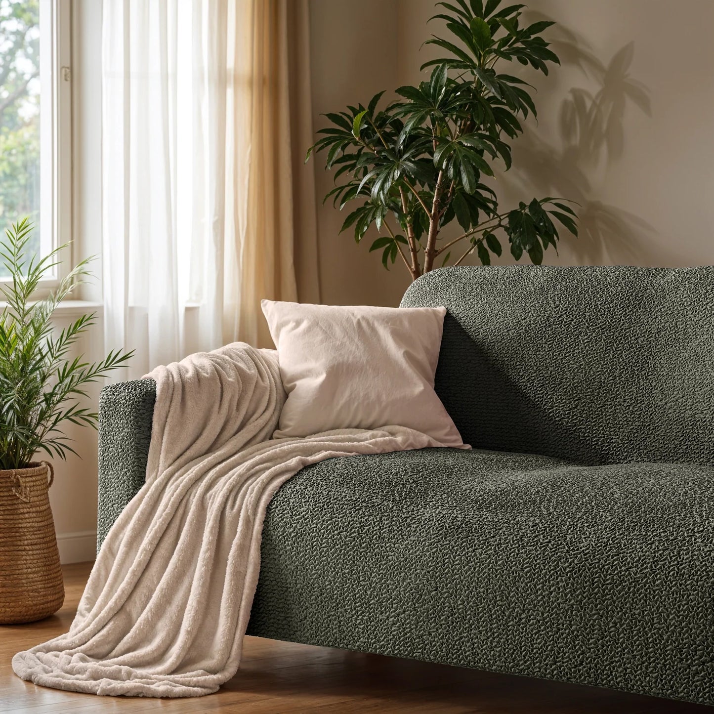 2 Seater Sofa Cover - Moss Green, Microfibra