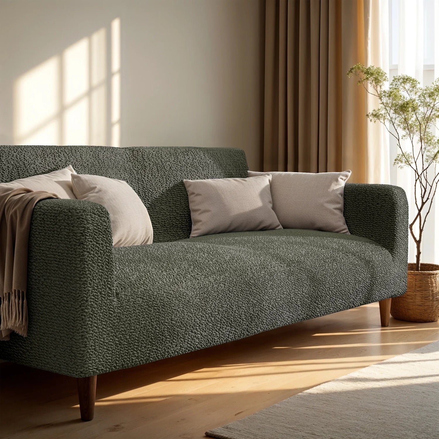 2 Seater Sofa Cover - Moss Green, Microfibra