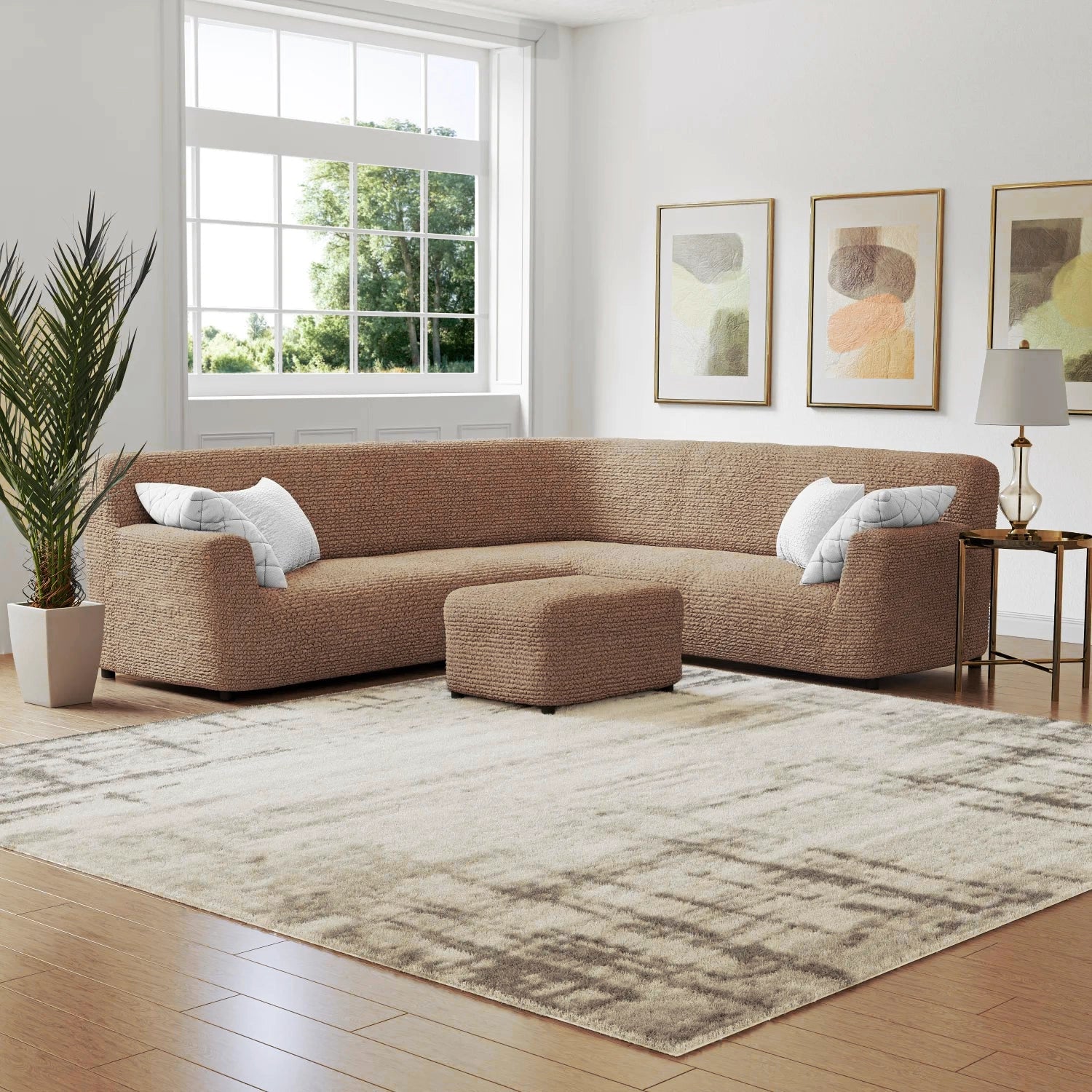 Corner Sofa Cover - Latte, Microfibra