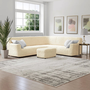 Housse de canapé d'angle - Beige, Microfibre