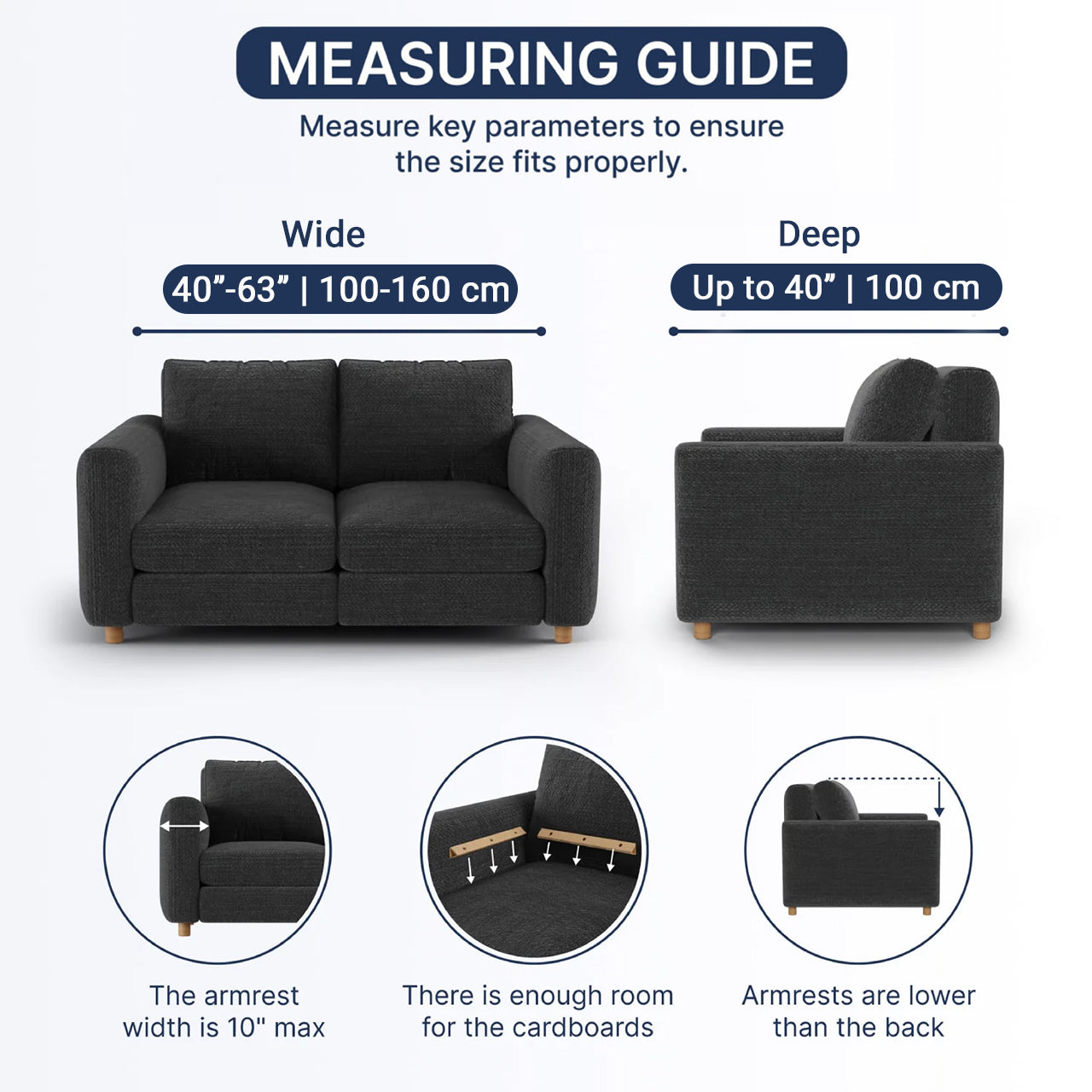 2 Seater Sofa Cover - Charcoal, Microfibra – Menotti Sofa Covers