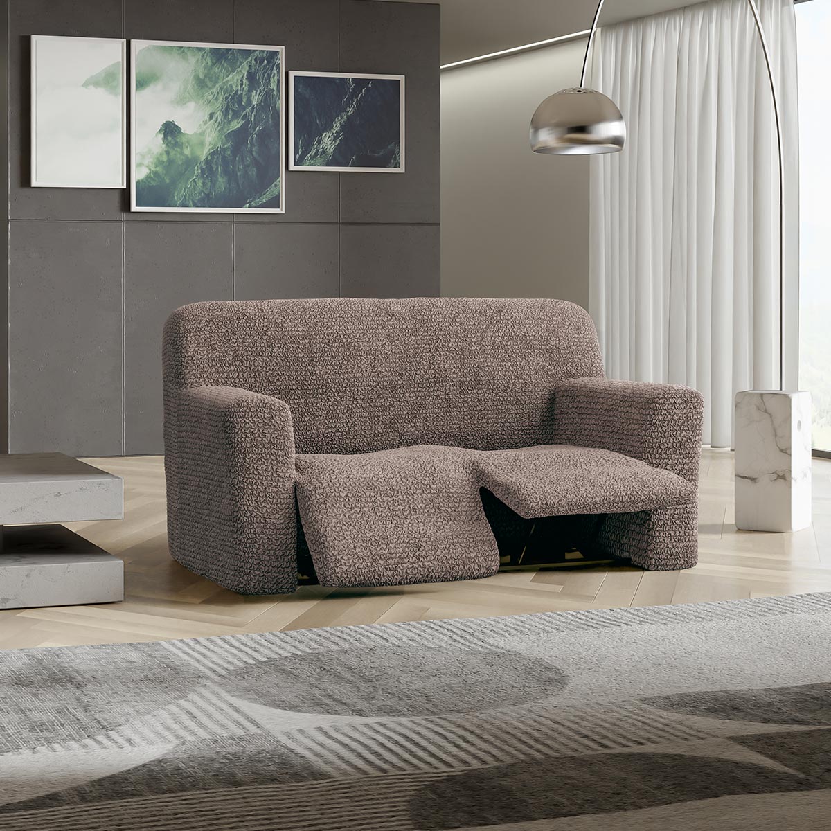 Housse de canapé inclinable 2 places - Choco, Microfibre