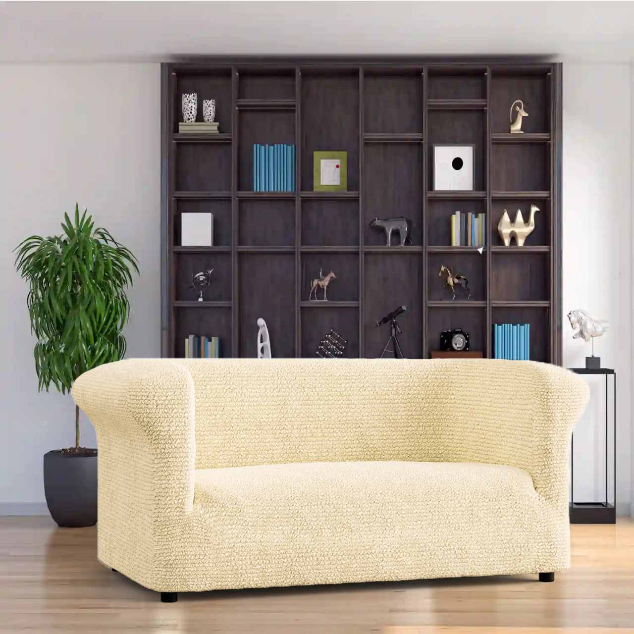 2 Seater Chesterfield Sofa Cover - Beige, Microfibra Collection