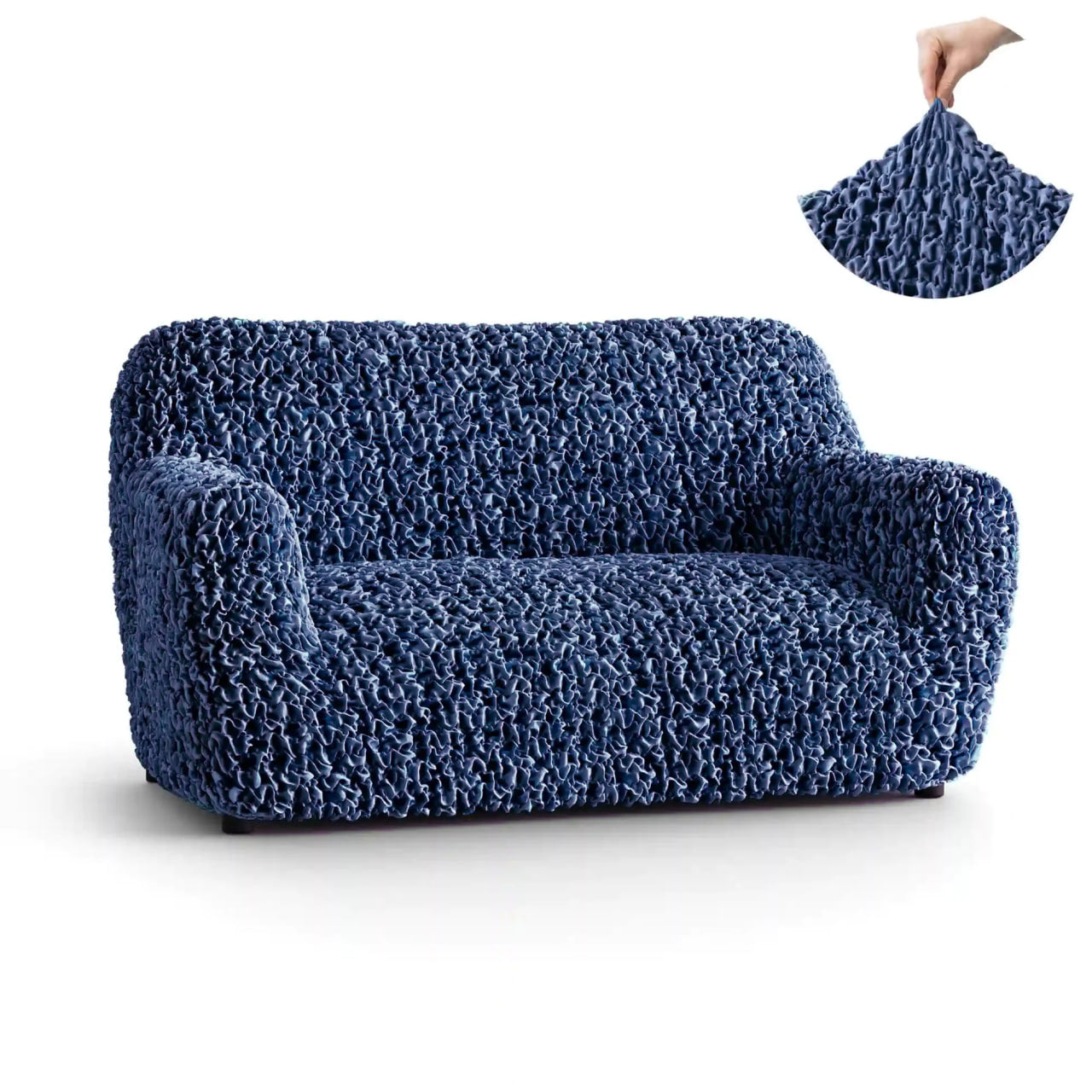 2 Seater Sofa Cover - Blue, Fuco Velvet