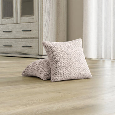 Set Of 2 Velvet Cushion Covers - Beige, Velvet