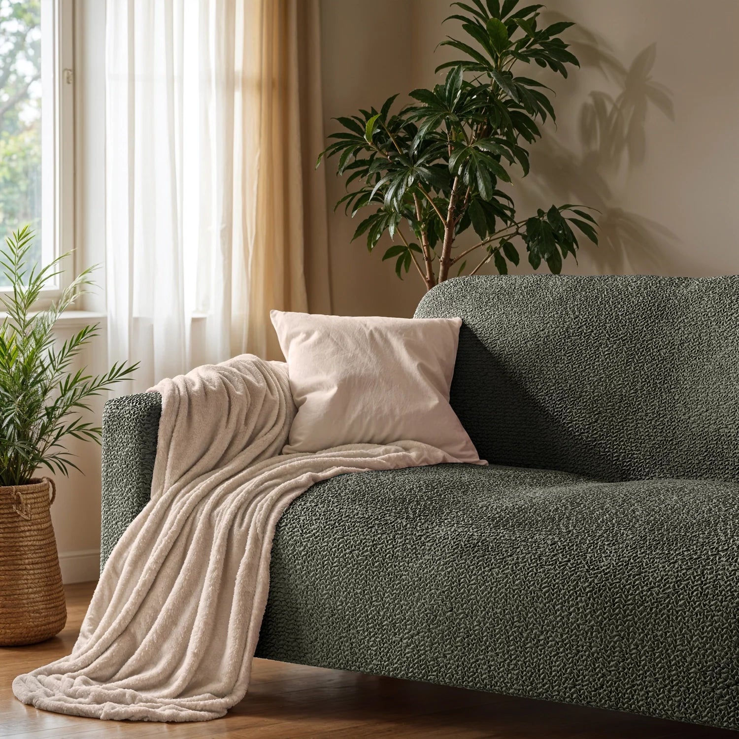 3 Seater Sofa Cover - Moss Green, Microfibra