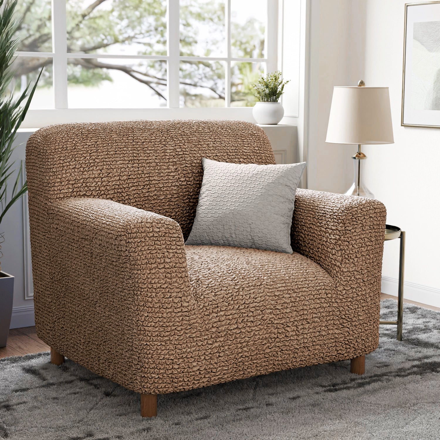 Arm Chair Cover - Latte, Microfibra