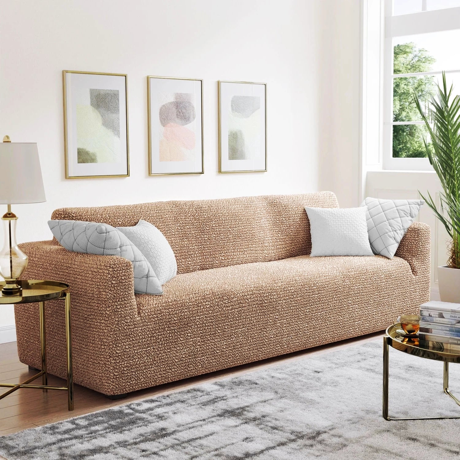 3 Seater Sofa Cover - Latte, Microfibra