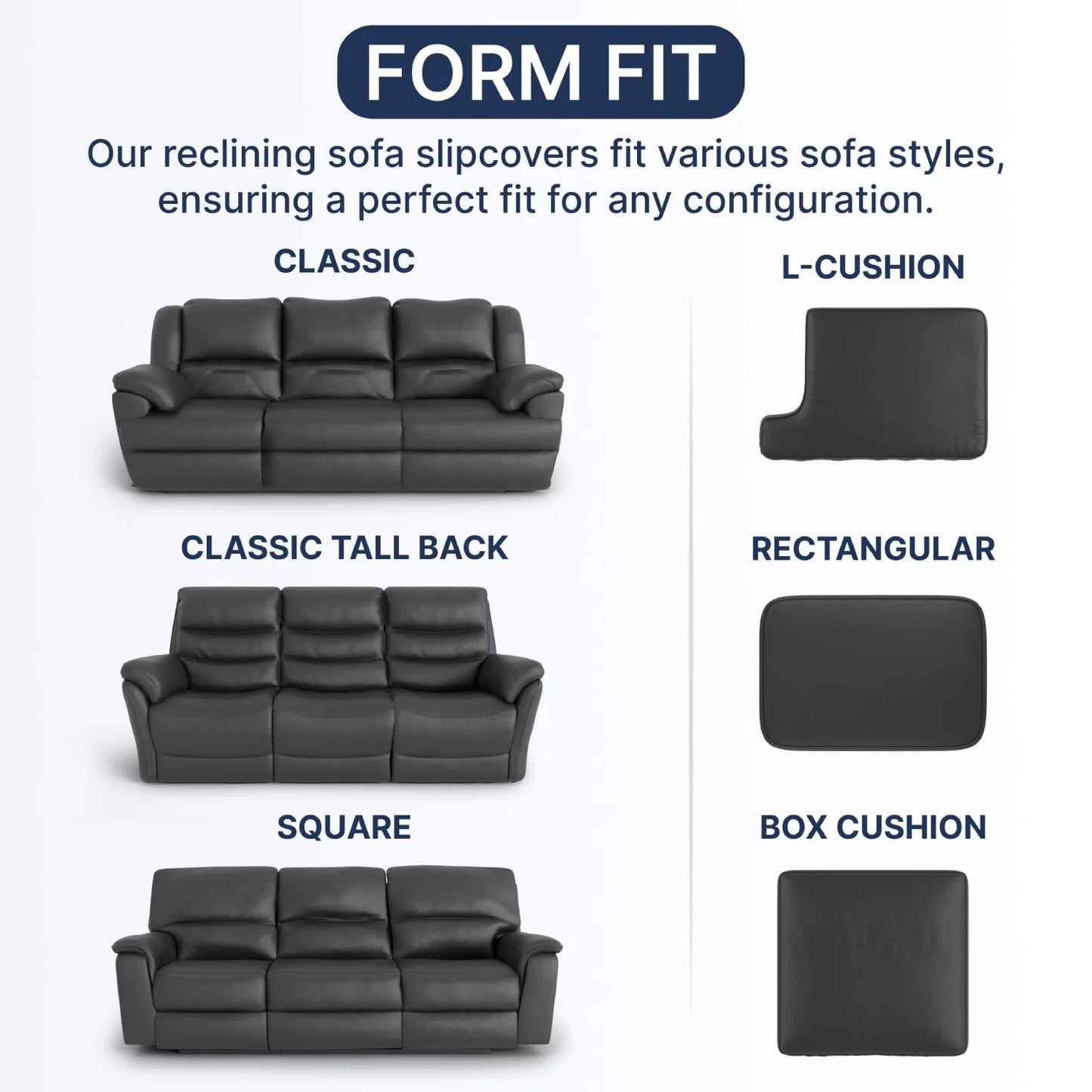 3 Seater Recliner Sofa Cover - Charcoal, Microfibra