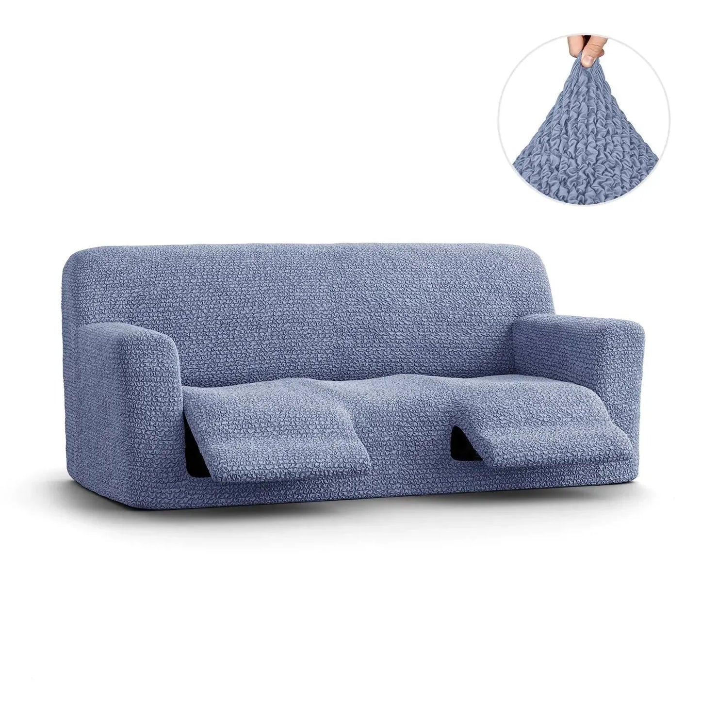 3 Seater Recliner Sofa Cover - Blue, Microfibra