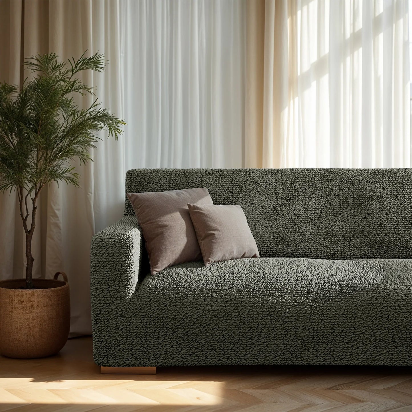 4 Seater Sofa Cover - Moss Green, Microfibra Collection
